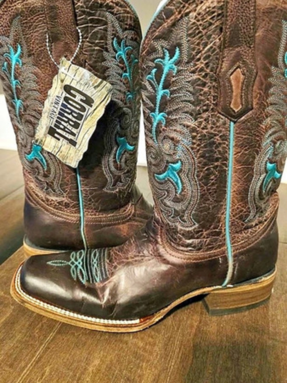Corral Vintage A3102 Embroidered Western Boots Brown & Blue US 10